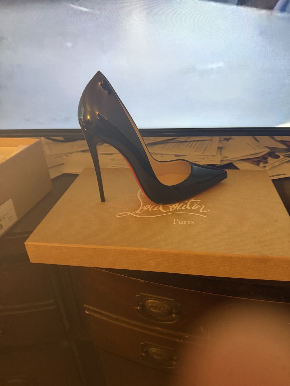 Christian Louboutin Black Patent Pointed-Toe Stiletto - Picture 3 of 7